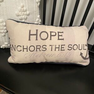 Decorative Navy Pillow with Hebrews 6:19